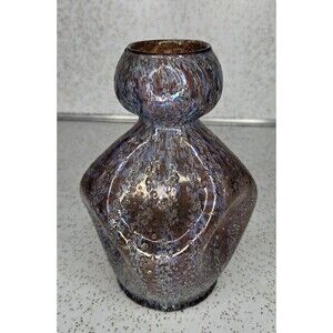 Antique Dugan Frit Art Glass Early 1900s Opal Crackle Pinched Vase 7" BEAUTIFUL!